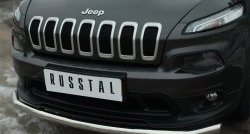 15 999 р. Одинарная защита переднего бампера диаметром 63 мм SLITKOFF  Jeep Cherokee  KL (2014-2017) дорестайлинг  с доставкой в г. Горно‑Алтайск. Увеличить фотографию 2