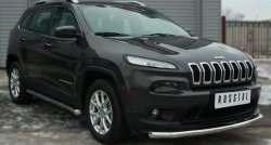 15 999 р. Одинарная защита переднего бампера диаметром 63 мм SLITKOFF  Jeep Cherokee  KL (2014-2017) дорестайлинг  с доставкой в г. Горно‑Алтайск. Увеличить фотографию 3