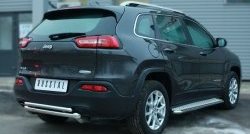 14 349 р. Защита заднего бампера (Ø63 и 42 мм, нержавейка) SLITKOFF Jeep Cherokee KL дорестайлинг (2014-2017)  с доставкой в г. Горно‑Алтайск. Увеличить фотографию 3