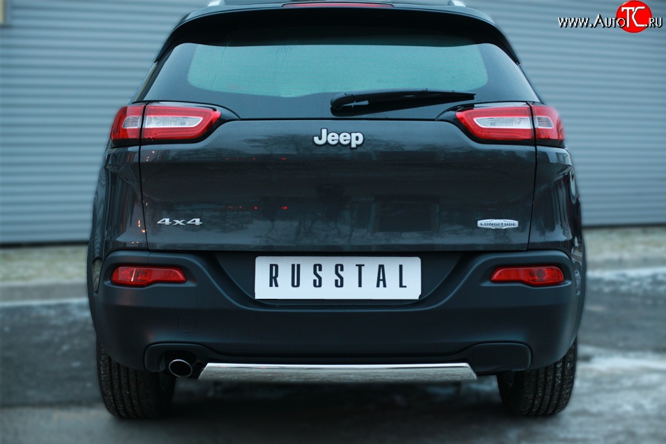 16 849 р. Защита заднего бампера (Ø75x42 мм, нержавейка) Russtal Jeep Cherokee KL дорестайлинг (2014-2017)  с доставкой в г. Горно‑Алтайск