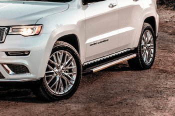 Пороги алюминиевые Slitkoff Jeep Grand Cherokee WK2 1-ый рестайлинг (2013-2018)