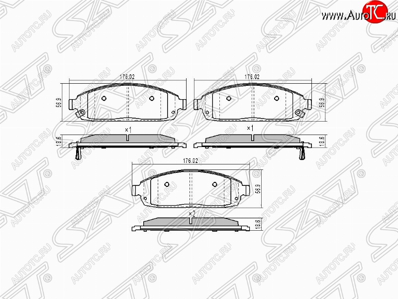 1 599 р. Колодки тормозные SAT (передние) Jeep Grand Cherokee WK (2004-2010)  с доставкой в г. Горно‑Алтайск