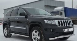 15 799 р. Защита порогов из круглой трубы диаметром 63 мм Russtal Jeep Grand Cherokee WK2 дорестайлинг (2010-2013) (Защита порогов с со скосами на торцах (вариант 1))  с доставкой в г. Горно‑Алтайск. Увеличить фотографию 2