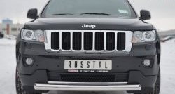 Одинарная защита переднего бампера диаметром 76 мм SLITKOFF Jeep Grand Cherokee WK2 дорестайлинг (2010-2013)