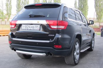 6 999 р. Защита заднего бампера из трубы d76 Slitkoff (короткая) Jeep Grand Cherokee WK2 дорестайлинг (2010-2013) (Цвет: серебристый)  с доставкой в г. Горно‑Алтайск. Увеличить фотографию 3