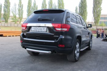 6 999 р. Защита заднего бампера из трубы d76 Slitkoff (короткая) Jeep Grand Cherokee WK2 дорестайлинг (2010-2013) (Цвет: серебристый)  с доставкой в г. Горно‑Алтайск. Увеличить фотографию 4