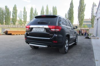 6 999 р. Защита заднего бампера из трубы d76 Slitkoff (короткая) Jeep Grand Cherokee WK2 дорестайлинг (2010-2013) (Цвет: серебристый)  с доставкой в г. Горно‑Алтайск. Увеличить фотографию 5