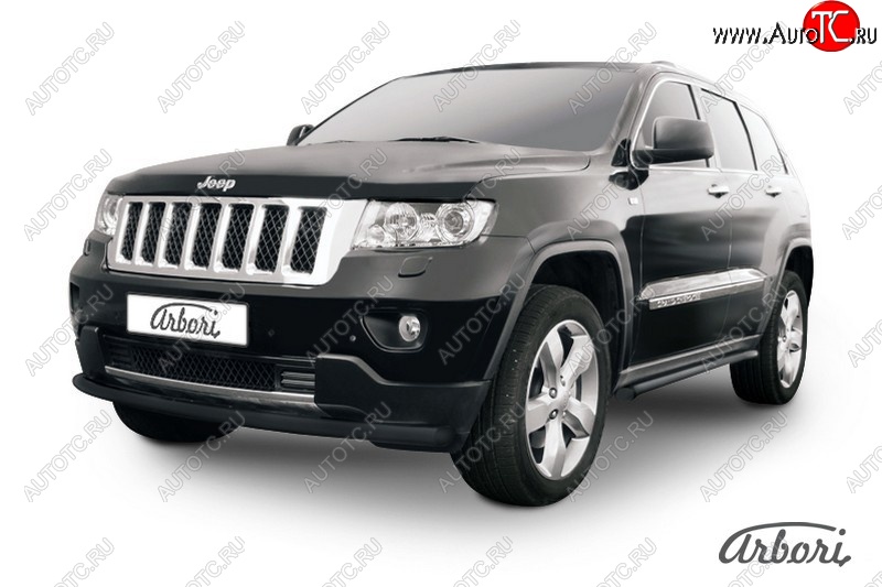 6 749 р. Защита переднего бампера Arbori (черная, 1 труба d57 mm). Jeep Grand Cherokee WK2 дорестайлинг (2010-2013)  с доставкой в г. Горно‑Алтайск