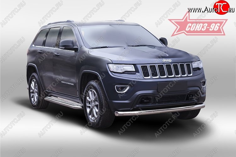 16 469 р. Защита переднего бампера одинарная рестайлинг Souz-96 (d76). Jeep Grand Cherokee WK2 дорестайлинг (2010-2013)  с доставкой в г. Горно‑Алтайск