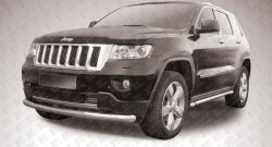 Одинарная защита переднего бампера диаметром 76 мм Slitkoff Jeep Grand Cherokee WK2 дорестайлинг (2010-2013)