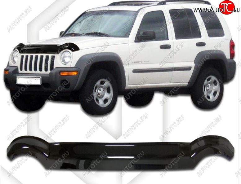 2 079 р. Дефлектор капота CA-Plastic  Jeep Liberty  KJ (2001-2007) дорестайлинг, рестайлинг (Classic черный, Без надписи)  с доставкой в г. Горно‑Алтайск