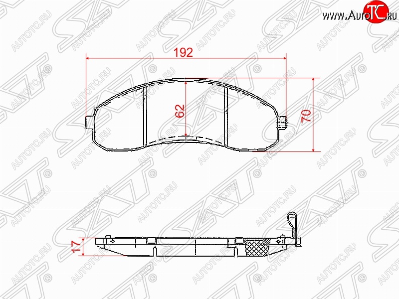 2 999 р. Комплект передних тормозных колодок SAT (2 поршня) KIA Bongo PU 4- дорестайлинг (2004-2012)  с доставкой в г. Горно‑Алтайск