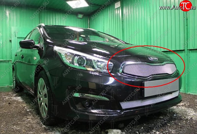 1 539 р. Сетка в решетку радиатора Russtal  KIA Ceed  1 ED (2010-2012) рестайлинг, хэтчбэк 5 дв. (хром)  с доставкой в г. Горно‑Алтайск