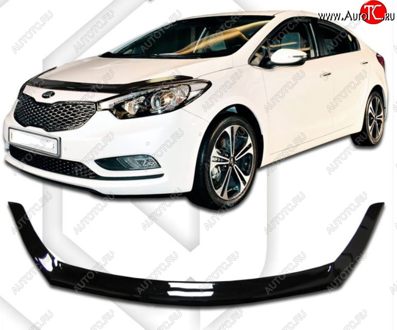 2 199 р. Дефлектор капота CA-Plastiс  KIA Cerato Koup  1 TD (2008-2013) купе (Classic черный, Без надписи)  с доставкой в г. Горно‑Алтайск