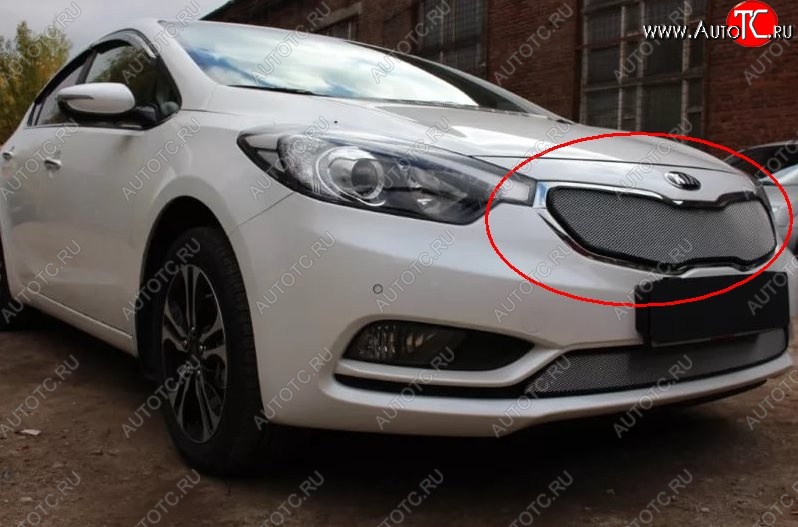 1 539 р. Сетка в решетку радиатора Russtal  KIA Cerato  3 YD (2013-2016) дорестайлинг седан (хром)  с доставкой в г. Горно‑Алтайск