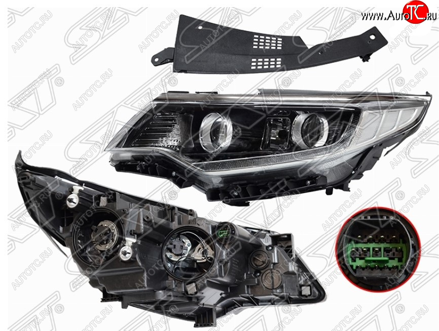 22 199 р. Левая передняя фара SAT KIA Optima 4 JF дорестайлинг седан (2016-2018) (Галоген, LED, комплектация GT)  с доставкой в г. Горно‑Алтайск