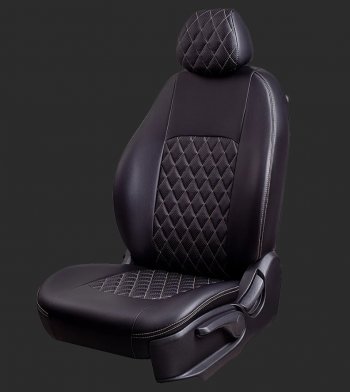 Чехлы для сидений Lord Autofashion Турин Ромб (экокожа, спинка 40/60, 3 П-образных подголовника) KIA Cerato 1 LD хэтчбэк (2004-2007)