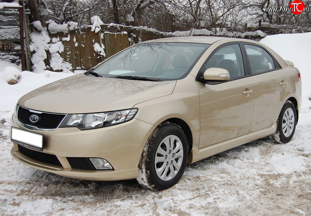 4 599 р. Накладка на передний бампер GT Dynamics KIA Cerato 2 TD седан (2008-2013) (Неокрашенная)  с доставкой в г. Горно‑Алтайск