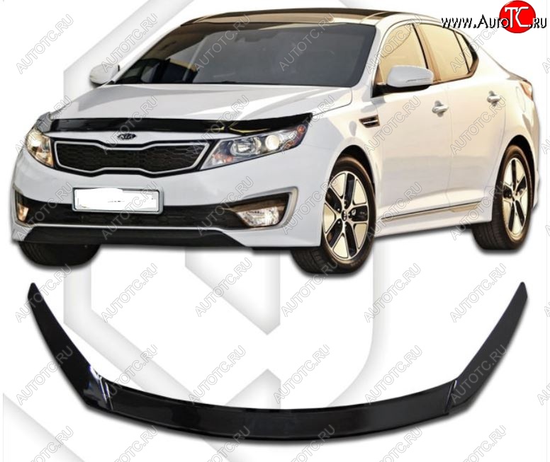 2 199 р. Дефлектор капота CA-Plastiс Exclusive KIA Optima 3 TF дорестайлинг седан (2010-2013) (Classic черный, Без надписи)  с доставкой в г. Горно‑Алтайск