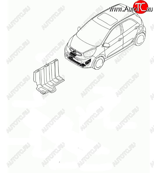 1 849 р. Правый защита двигателя (пыльник) HYUNDAI/KIA/MOBIS KIA Picanto 2 TA хэтчбэк 5 дв. дорестайлинг (2011-2015)  с доставкой в г. Горно‑Алтайск