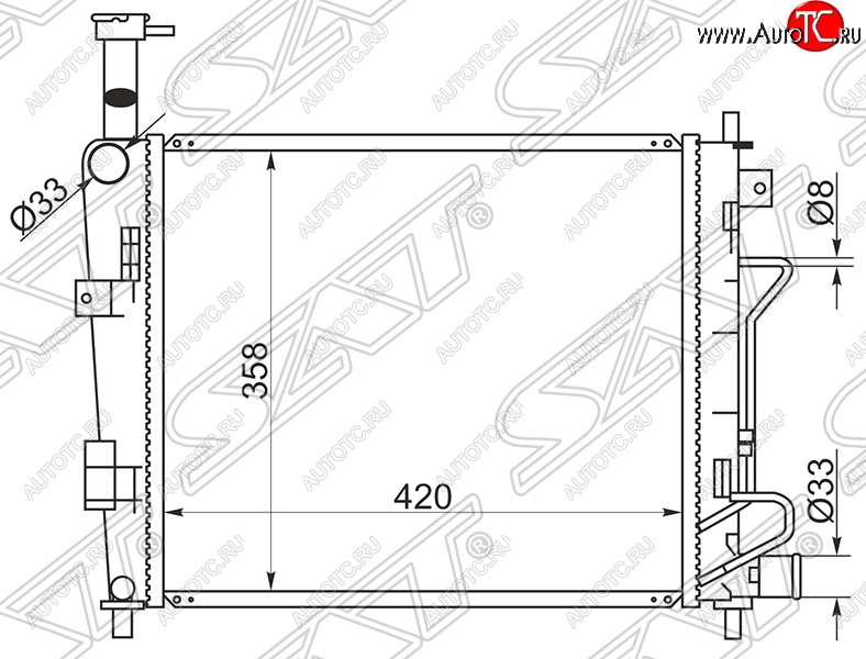 6 999 р. Радиатор двигателя SAT  KIA Picanto ( 2 TA хэтчбэк 5 дв.,  2 TA хэтчбэк 3 дв.) (2011-2017) дорестайлинг, дорестайлинг, рестайлинг, рестайлинг  с доставкой в г. Горно‑Алтайск