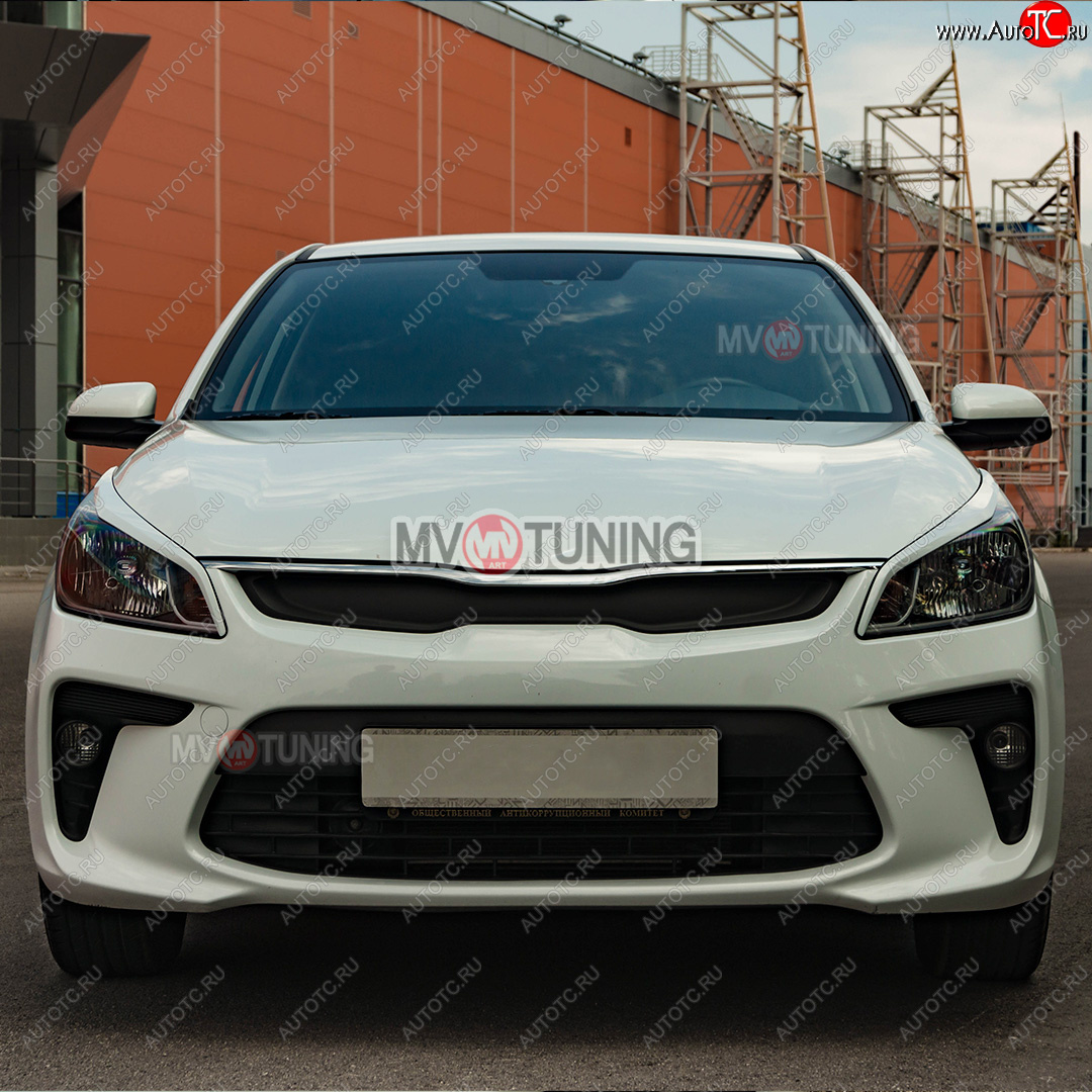 1 799 р. Реснички на фары MV-Tuning  KIA Rio ( 4 FB,  4 YB) (2016-2020) дорестайлинг седан, дорестайлинг, хэтчбэк (Неокрашенные)  с доставкой в г. Горно‑Алтайск