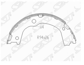 Колодки ручного тормоза SAT Hyundai (Хюндаи) Santa Fe (Санта)  CM (2009-2012), KIA (КИА) Sorento (Соренто)  XM (2009-2012)