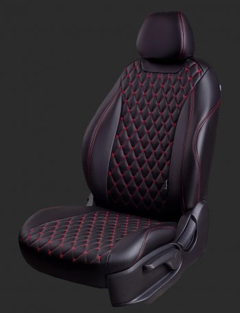Чехлы для сидений Lord Autofashion Байрон (экокожа, спинка и сиденье 60/40, подлокотник, 3 Г-образных подголовника) KIA Sorento XM дорестайлинг (2009-2012)