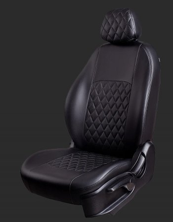 Чехлы для сидений Lord Autofashion Турин Ромб (экокожа, спинка и сиденье 60/40, подлокотник, 3 Г-образных подголовника) KIA Sorento XM дорестайлинг (2009-2012)