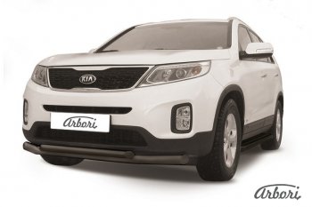 7 019 р. Защита переднего бампера Arbori (черная, 2 трубы d57 и 42 mm) KIA Sorento XM рестайлинг (2012-2015)  с доставкой в г. Горно‑Алтайск. Увеличить фотографию 1