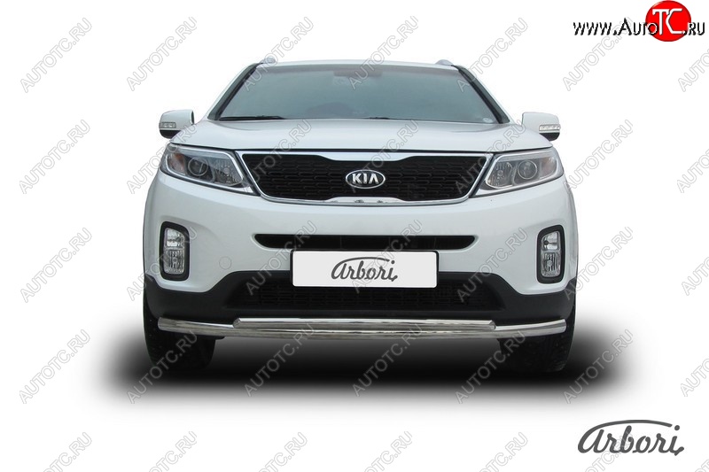 5 499 р. Защита переднего бампера Arbori (нержавейка, 2 трубы d57 и 42 mm) KIA Sorento XM рестайлинг (2012-2015)  с доставкой в г. Горно‑Алтайск