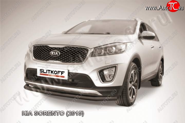 9 999 р. Защита переднего бампера из трубы d57 Slitkoff KIA Sorento UM/Prime дорестайлинг (2014-2018) (Цвет: серебристый)  с доставкой в г. Горно‑Алтайск