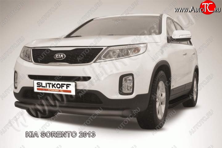 9 199 р. Защита переднего бампера из трубы d76 Slitkoff KIA Sorento XM рестайлинг (2012-2015) (Цвет: серебристый)  с доставкой в г. Горно‑Алтайск