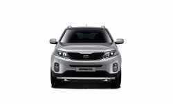 14 789 р. Защита переднего бампера одинарная из трубы d63 мм Petroil Tuning KIA Sorento XM рестайлинг (2012-2015) (Нержавеющая полированная сталь)  с доставкой в г. Горно‑Алтайск. Увеличить фотографию 1