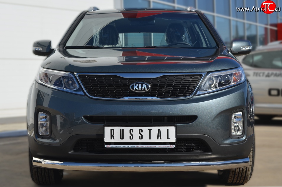 15 999 р. Одинарная защита переднего бампера диаметром 76 мм SLITKOFF  KIA Sorento  XM (2012-2015) рестайлинг  с доставкой в г. Горно‑Алтайск