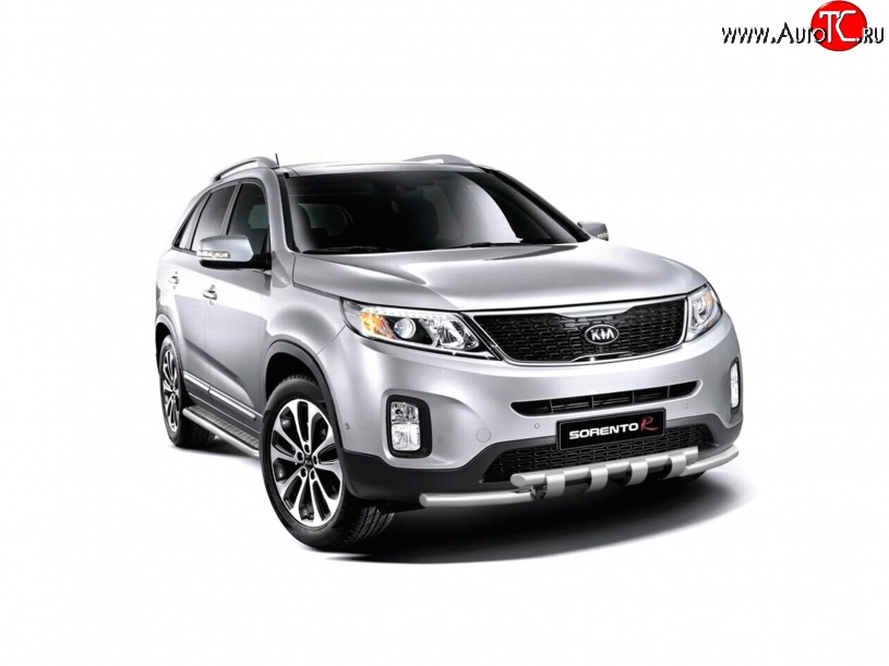 13 499 р. Широкая защита порогов Petroil Tuning KIA Sorento XM рестайлинг (2012-2015) (Нержавеющая полированная сталь)  с доставкой в г. Горно‑Алтайск