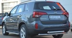 20 599 р. Защита заднего бампера (2 трубы Ø63 мм, нержавейка) SLITKOFF KIA Sorento XM рестайлинг (2012-2015)  с доставкой в г. Горно‑Алтайск. Увеличить фотографию 3