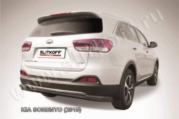 11 649 р. Защита заднего бампера из труб d57+42 Slitkoff (с уголками) KIA Sorento UM/Prime дорестайлинг (2014-2018) (Цвет: серебристый)  с доставкой в г. Горно‑Алтайск. Увеличить фотографию 1