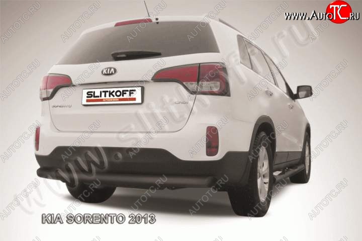 9 999 р. Защита заднего бампера из трубы d76 Slitkoff (длинная) KIA Sorento XM рестайлинг (2012-2015) (Цвет: серебристый)  с доставкой в г. Горно‑Алтайск