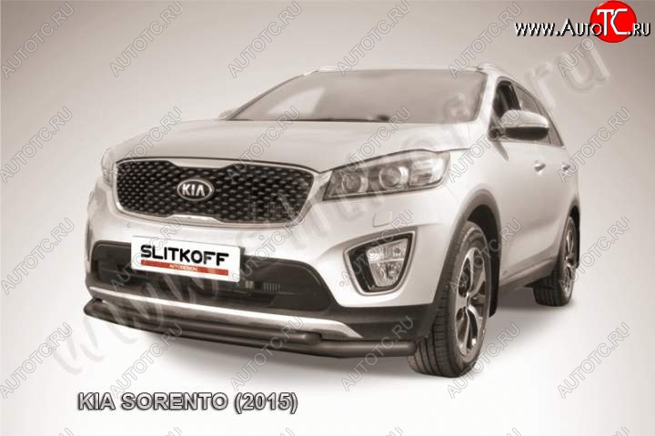 9 649 р. Защита переднего бампера из труб d57+d42 Slitkoff KIA Sorento UM/Prime дорестайлинг (2014-2018) (Цвет: серебристый)  с доставкой в г. Горно‑Алтайск