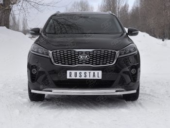 Защита переднего бампера (2 трубы Ø42 мм, нержавейка) SLITKOFF KIA Sorento UM/Prime рестайлинг (2018-2020)