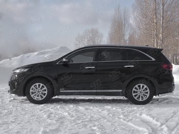 21 749 р. Защита порогов (Ø75x42 мм с проступью, нержавейка) Russtal KIA Sorento UM/Prime рестайлинг (2018-2020)  с доставкой в г. Горно‑Алтайск. Увеличить фотографию 2