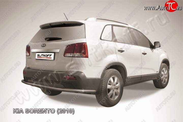 10 849 р. Защита заднего бампера из трубы d57 Slitkoff (длинная) KIA Sorento XM дорестайлинг (2009-2012) (Цвет: серебристый)  с доставкой в г. Горно‑Алтайск