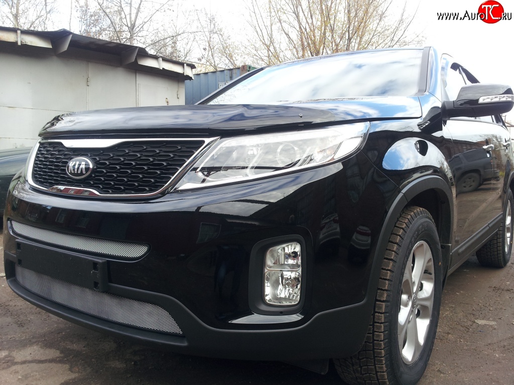 1 539 р. Сетка верхнего воздухозаборника переднего бампера Russtal  KIA Sorento  XM (2012-2015) рестайлинг (хром)  с доставкой в г. Горно‑Алтайск