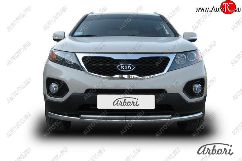 17 099 р. Защита переднего бампера Arbori (нержавейка, 2 трубы d57 и 42 mm) KIA Sorento XM дорестайлинг (2009-2012)  с доставкой в г. Горно‑Алтайск