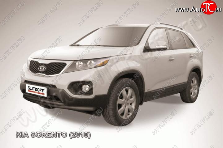 10 299 р. Защита переднего бампера из труб d57+d42 Slitkoff (двойная) KIA Sorento XM дорестайлинг (2009-2012) (Цвет: серебристый)  с доставкой в г. Горно‑Алтайск