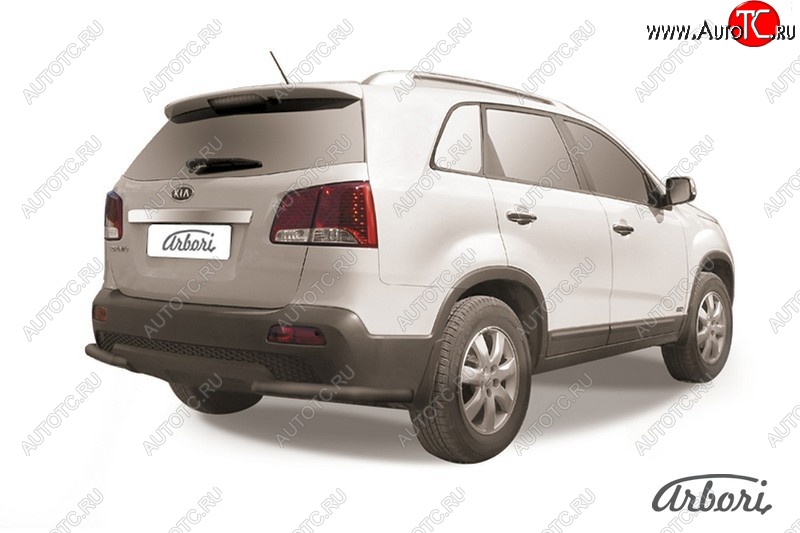 5 399 р. Защита заднего бампера Arbori (уголки, черная, 1 труба d57 mm). KIA Sorento XM дорестайлинг (2009-2012)  с доставкой в г. Горно‑Алтайск