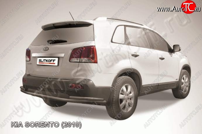 12 899 р. Защита заднего бампера из труб d57+d42 Slitkoff (с уголками)  KIA Sorento  XM (2009-2012) дорестайлинг (Цвет: серебристый)  с доставкой в г. Горно‑Алтайск