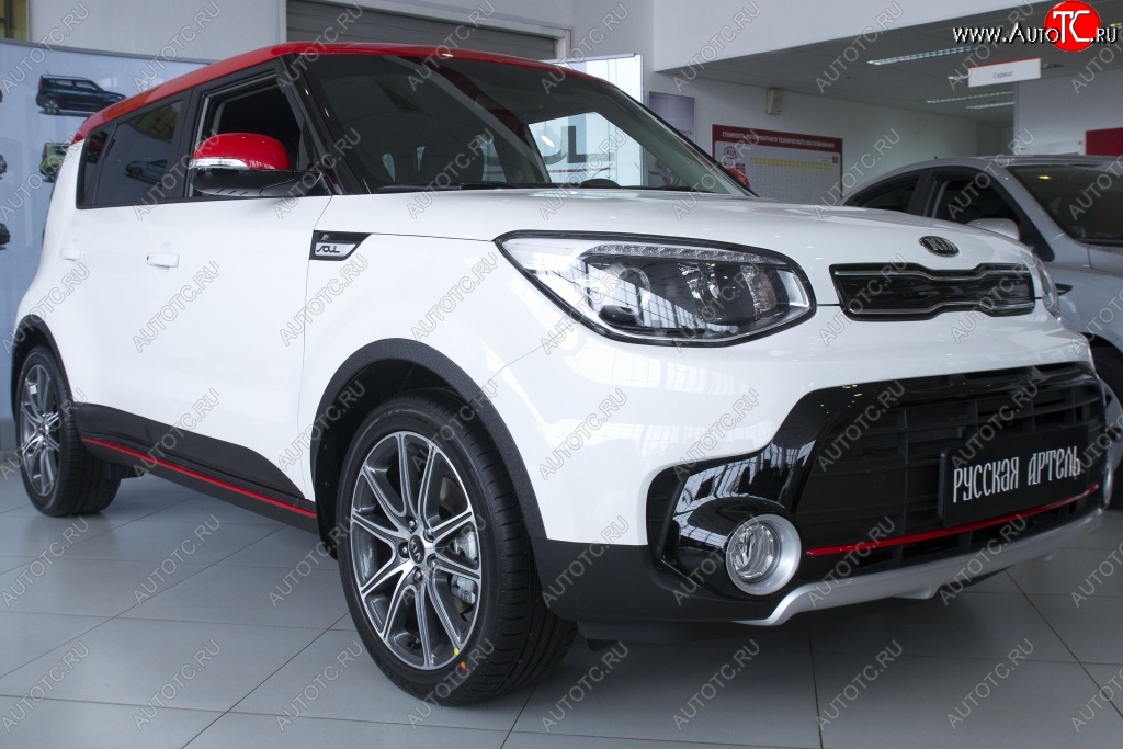 4 199 р. Накладки на колёсные арки RA (комплект 4 шт.)  KIA Soul  PS (2017-2019) рестайлинг (Поверхность шагрень)  с доставкой в г. Горно‑Алтайск