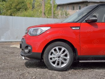 Защита переднего бампера (Ø75х42 мм, нержавейка) Russtal KIA (КИА) Soul (Сол)  PS (2014-2016) PS дорестайлинг